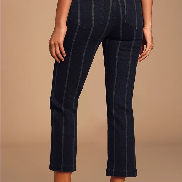 Lulus Accacia Black Striped High-Waisted Cropped Jeans. Size 25 - Picture 3 of 12